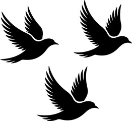 Fototapeta premium minimalist black and white illustration of birds in flight