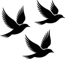 Obraz premium minimalist black and white illustration of birds in flight