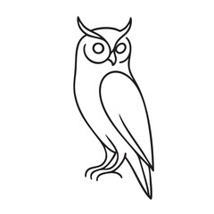 Naklejka premium Elegant Owl Illustration Minimalist Black Line Art Design on White Background for Creative Projects and Design Elements