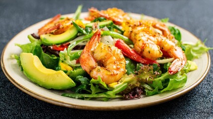 Vibrant Avocado Salad with Grilled Shrimp & Cherry Tomatoes: A Fresh, Flavorful Choice to Elevate Healthy Eating and Savor Nutritious, Wholesome Meals Every Day