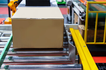 Carton sorting using a mechanical system for delivering goods within the factory with an automatic...