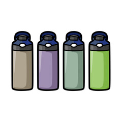 vector image of closed reusable drinking bottles