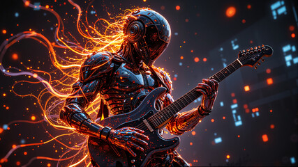 rock star with electric guitar