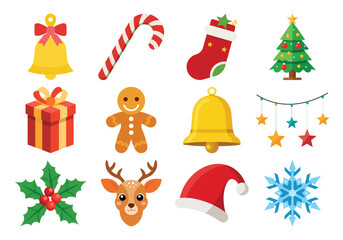 Christmas Holiday Icons and Elements Set for Festive Designs and Decorations