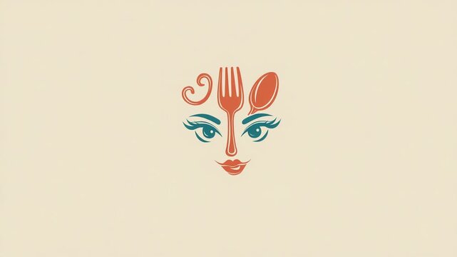 A stylized face with cutlery