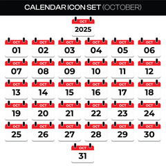 October 2025 Calendar Vector Design &ndash; Monthly Layout Graphic