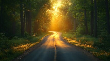 Forest road sunlight