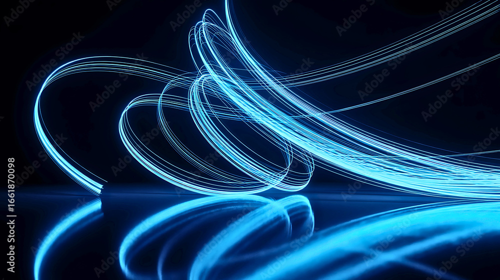 Aufkleber abstract light trails a mesmerizing display of flowing, glowing lines on a dark background