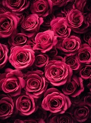 Obraz premium Close Up View Of Deep Pink Roses