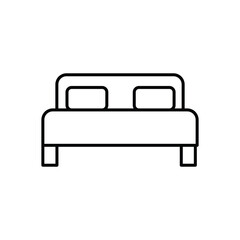Bed icon, vector outlined icon, bedroom icon