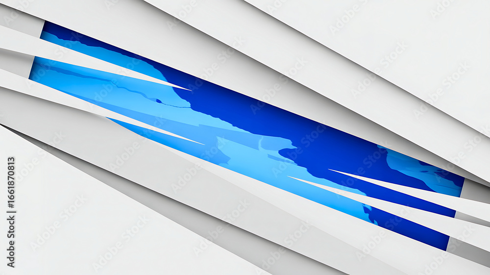 Aufkleber abstract blue and white diagonal geometric shapes with dynamic flow and modern artistic design