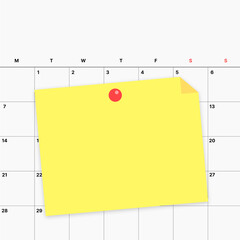 달력과 노란 포스트잇