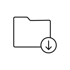 Folder download icon, vector outlined icon