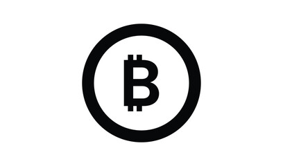 Simple black and white bitcoin logo inside an oval frame