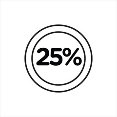 25% discount icon in a double circle. vector line icon