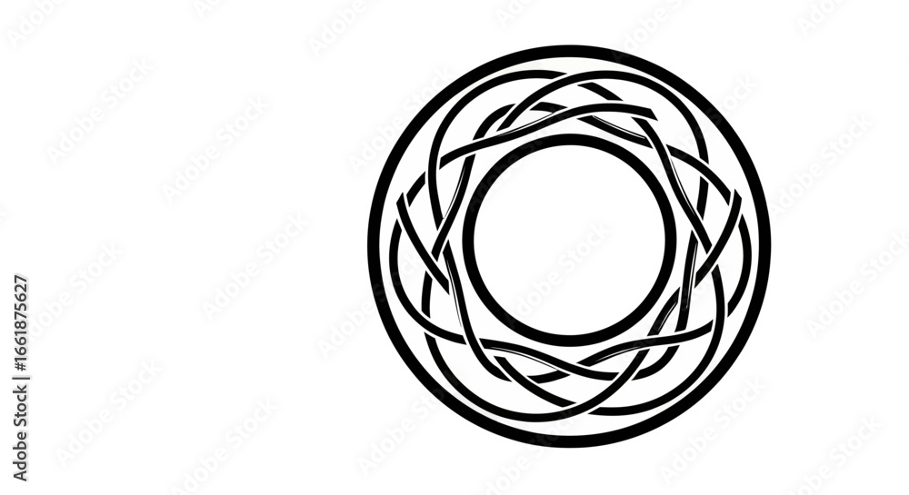 Aufkleber intricate geometric ornament: an elegant and detailed black and white design showcases a complex arr