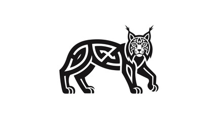 Fototapeta premium Majestic Lynx Silhouette: Intricate lines and patterns create a striking visual representation of a lynx in this bold design, showcasing the wild beauty.