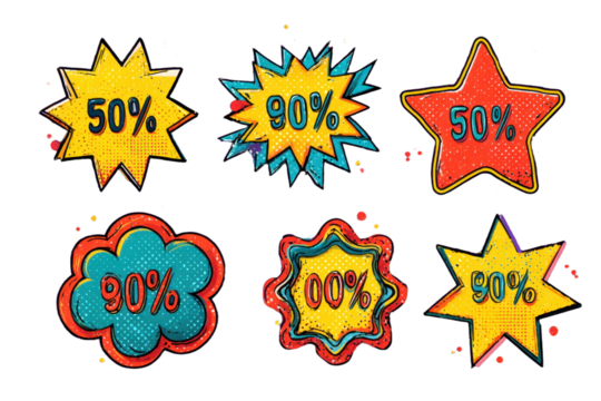 star burst icon set for Prices ticker sale sticker