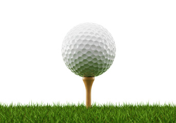 Golf action shot of a tee with ball on grass outdoor sports environment golfing concept isolated PNG