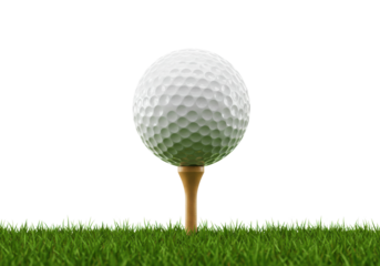 Golf action shot of a tee with ball on grass outdoor sports environment golfing concept isolated PNG