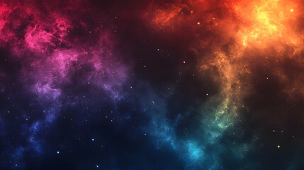 A vibrant and captivating depiction of a nebula, showcasing swirling colors of pink, red, orange, and teal, against a dark space backdrop dotted with distant stars.