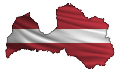 Flag Latvia in the form of a map