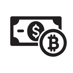 Cryptocurrency Exchange Icon with Bitcoin and Dollar Bill