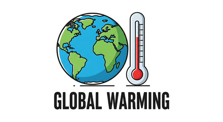 Fototapeta premium Illustration of global warming with earth and thermometer isolated on white background