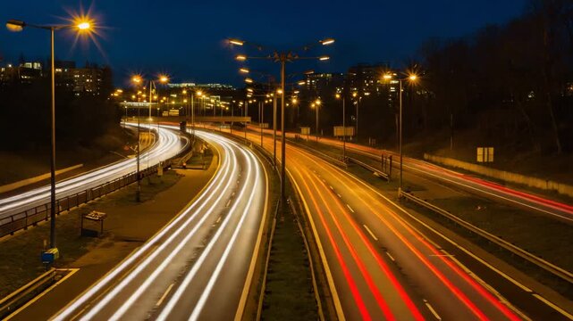 Night Highway Time-laps.