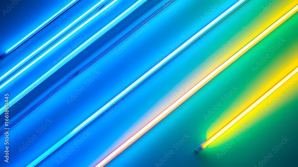 Aufkleber vibrant diagonal neon tubes create a dynamic visual effect against a backdrop of teal and azure.