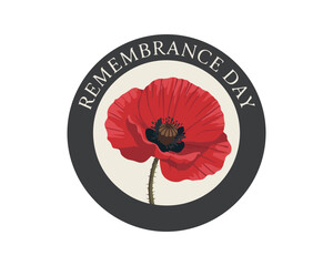Remembrance day poppy emblem vector illustration