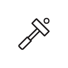A line drawing of a hammer next to a nail.