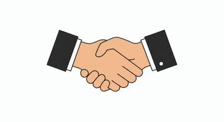 This vector illustration shows two hands shaking hands. This handshake is a powerful symbol of agreement, cooperation, and trust.