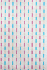 segmented stripes in blue and red on beige