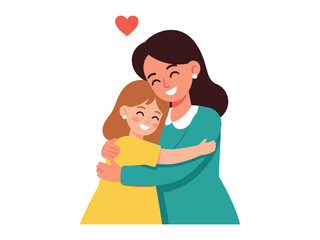 Embrace of Love: A mother and daughter sharing a tender embrace, their faces alight with warmth, creating a heartening illustration of maternal affection and family bonding.