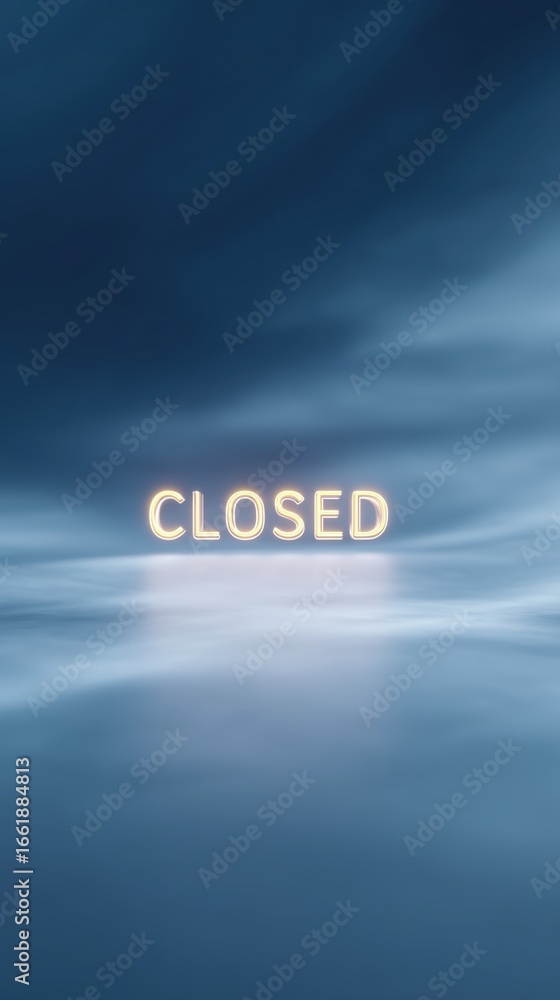 Poster soft blue gradient background with glowing text reading 