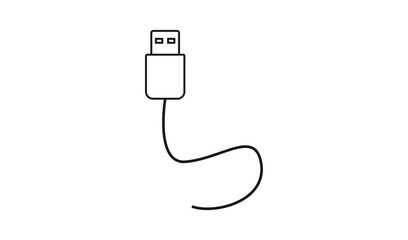Simple line drawing of a usb cable with a connector