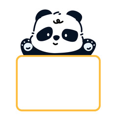 Panda cartoon holding a blank space sign.