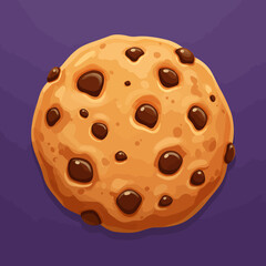 Fototapeta premium Delicious chocolate chip cookie on a vibrant purple background, perfect for dessert-themed designs