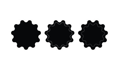 Three black starburst shapes on a white background