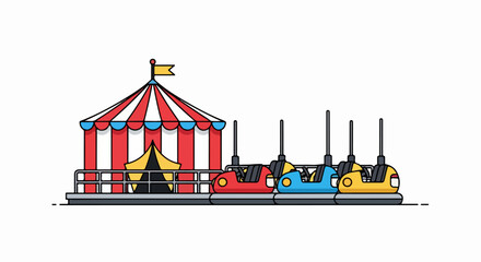 Obraz premium Classic Amusement Park Bumper Cars and Striped Tent Attraction.
