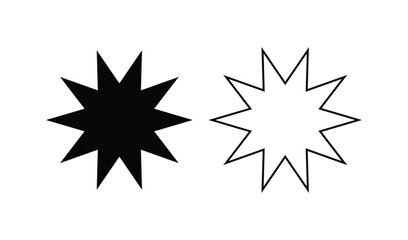 Two stylized starburst shapes one solid black and one outlined white
