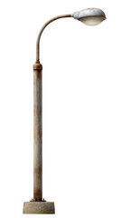 Old street lamp metal pole rusted isolated on transparency background urban object vintage style weathered nostalgic outdoor lighting city infrastructure