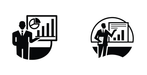 Fototapeta premium Professional businessman in formal suit presentation logotype vector logo design