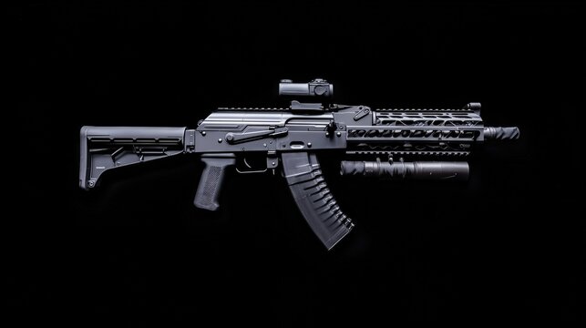 Modern weapon. Black background