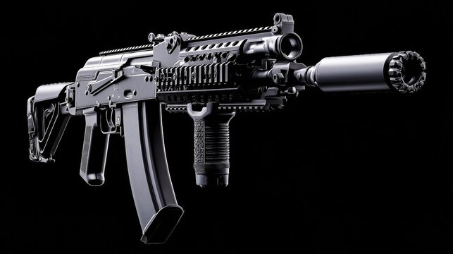 Modern weapon. Black background