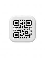 Modern white QR code icon with rounded corners, perfect for digital marketing and technology applications