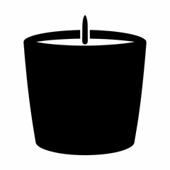 Minimalist black silhouette of a candle in a jar shaped container