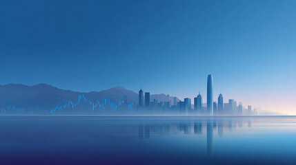 Obraz premium Background of modern hong kong city skyline and negative space