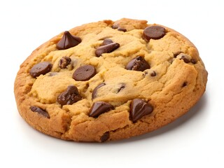 Freshly Baked Chocolate Chip Cookie on White Background
